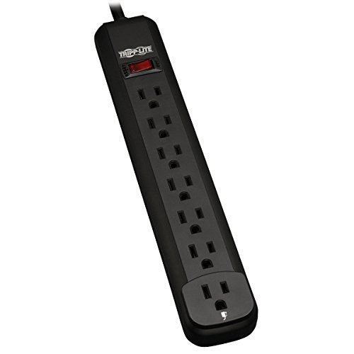 Eaton Tripp Lite PS725B Power Strip with Long 25ft Extension Cord, 7 Outlets, On/Off Switch, 15A Circuit Breaker, Under Desk & Wall Mount Option, UL Certified, Black, Lifetime Manufacturer's Warranty