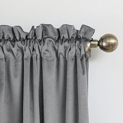PLEASANT BOULEVARD Grey Velvet Curtains 95 inch Long Heavyweight Blackout Curtains Rod Pocket Thermal Insulated Darkening Window Drapes for Bedroom Living Room, W52 x L95, 2 Panels - color: Grey, size: 52"W x 95"L (Pack of 2)
