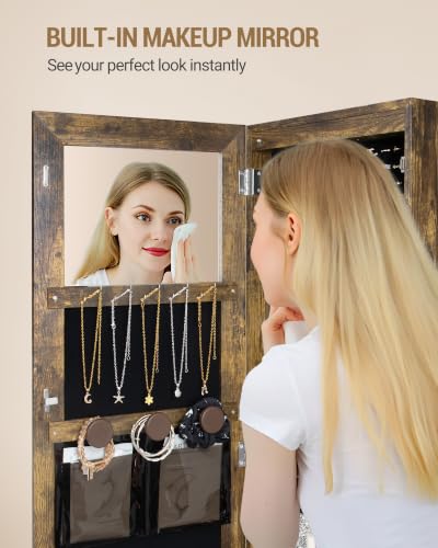 Hzuaneri 8 LEDs Jewelry Cabinet Armoire, 66.9-inch Jewelry Organizer - color: Toasted Oak