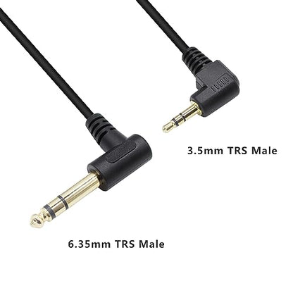 90 Degree 1/8 to 1/4 Stereo Audio Cable, Right Angle 3.5mm TRS Male to 6.35mm TRS Male Aux Cord for Guitar, Keyboard Piano, Laptop, Speaker and Amplifiers (48cm/19In) - size: 19in/48cm