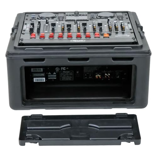 SKB Roto Rack/Mixer Console, 10U Slanted Rackmount on top, 2U Rackmount in Front with Steel Threaded Rails, Hard Lid and Doors and Side Access Ports - size: 1SKB-R102