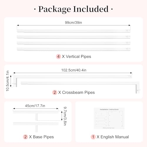 6.6ft Square Metal Backdrop Stand, White Adjustable Height Wedding Arch Frame with Portable Carrying Bag, Telescopic Pipe and Drape Curtain Frame Kit for Wedding Ceremony, Photo Booth Decoration - size: 6.6X6.6FT White