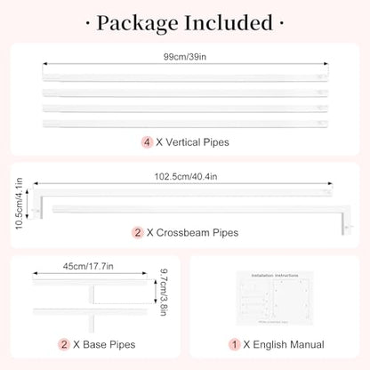 6.6ft Square Metal Backdrop Stand, White Adjustable Height Wedding Arch Frame with Portable Carrying Bag, Telescopic Pipe and Drape Curtain Frame Kit for Wedding Ceremony, Photo Booth Decoration - size: 6.6X6.6FT White