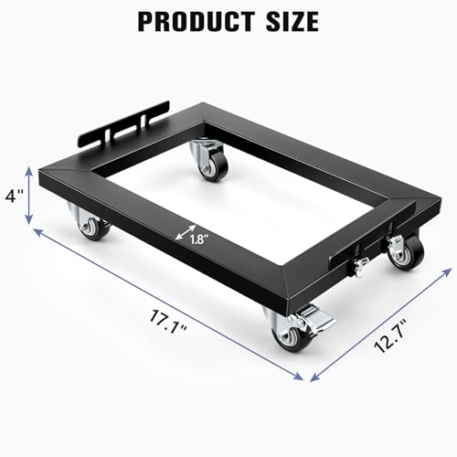 KEDSUM 1000LBS Furniture Dolly Heavy Duty Dolly with Reinforced Steel Frame | 4 Wheels with Brake, All Terrain & Anti-Slip Baffles for Home Moving, Garage, Warehouse, 13 x 17 in, 1 Pack - size: 17 x 13 inch