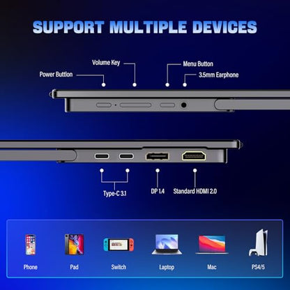 InnoView 2K Portable Monitor for Laptop 18.5" 2560x1440p QHD 120Hz 100% sRGB USB-C Standard HDMI DP Port Gaming Monitor,HDR Travel External Second Screen for Laptop, PC, Game Consoles - size: 18.5
