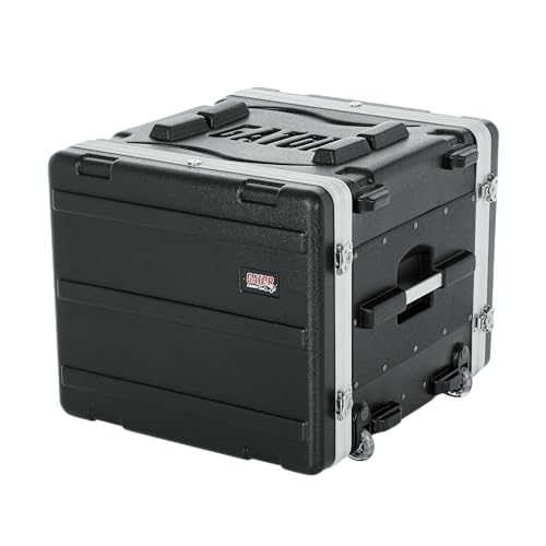 Gator Cases Lightweight Rolling 8U Rack Case with Heavy Duty Latches, Retractable Tow Handle, and Recessed Wheels, Standard 19.25" depth (GRR-8L) | Travel Friendly Mobility with Wheels & Pull Handle Lightweight Case & Field Replaceable Steel Rails - size: