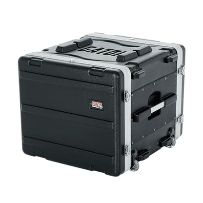 Gator Cases Lightweight Rolling 8U Rack Case with Heavy Duty Latches, Retractable Tow Handle, and Recessed Wheels, Standard 19.25" depth (GRR-8L) | Travel Friendly Mobility with Wheels & Pull Handle Lightweight Case & Field Replaceable Steel Rails - size: