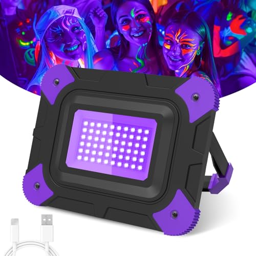 T-SUN Rechargeable Black Lights, Battery Powered Blacklights for Glow Party - size: 1 Pack