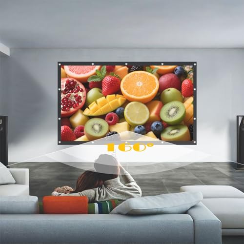 Projector Screen Portable Movies Screens 16:9 Foldable Wrinkle-Resistant Fabric with Dual Adhesive/Nail Hooks for Stable Wall Mount, Ideal for Home Theater & Movie Nights (100 inches) - size: 100 inches