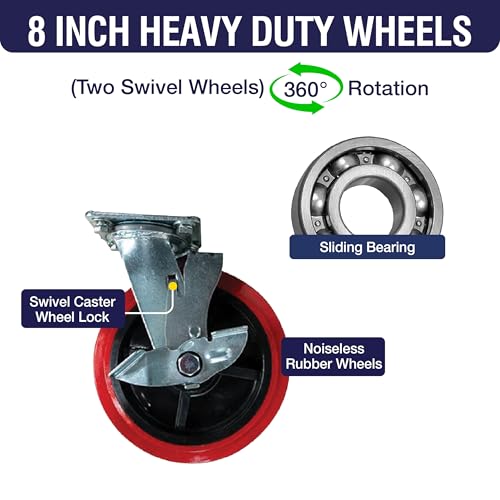 Flatbed Platform Cart 3300LB Industrial Dolly Heavy Duty 60” x 30” Hand Push Truck Super Heavy Duty Flatbed 8'' Locked Swivel Wheels Commercial Moving - color: Plain Cart-grey, size: 60 x 30 Inch