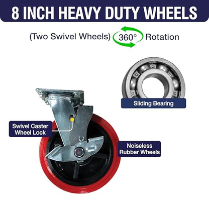 Flatbed Platform Cart 3300LB Industrial Dolly Heavy Duty 60” x 30” Hand Push Truck Super Heavy Duty Flatbed 8'' Locked Swivel Wheels Commercial Moving - color: Plain Cart-grey, size: 60 x 30 Inch