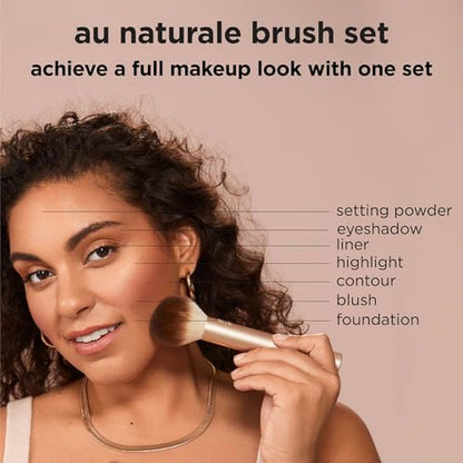 Real Techniques 9 Piece Au Naturale Makeup Brush Set, For Liquid, Cream, & Powder Eyeshadow, Foundation, Blush, Bronzer & Contour, Travel Friendly Brushes, Gift Set, Cruelty-Free Bristles (Pack of 8) - size: 9 Piece Set (Pack of 8), style: Au Naturale, 9