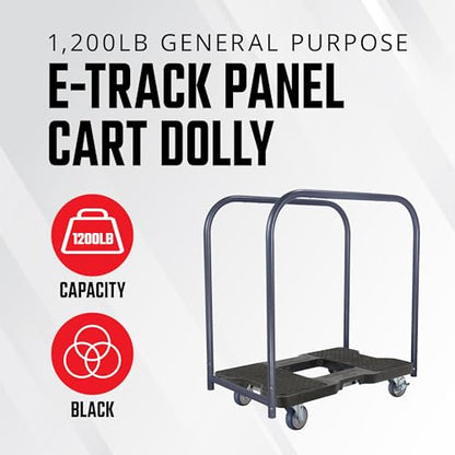 SNAP-LOC, 4 Wheel Dolly, 1,200 lb General Purpose E Track Panel Cart Dolly, Heavy Duty Furniture Moving Cart, Thermoplastic Swivel Non Marking Caster Wheels, Made in USA, Black - style: General Purpose E Track Panel Cart Dolly Black