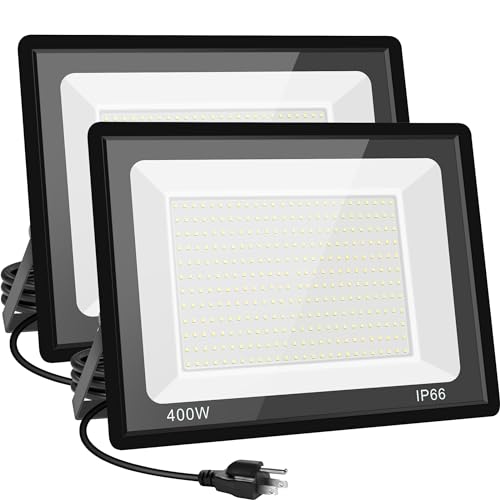 400W LED Stadium Flood Lights Outdoor,Super Bright LED Arena Lights 85-265V IP66 Waterproof 5000K Daylight White Commercial Lighting for Sports Fields and Counts(2 Pack) - size: 400w-2pack