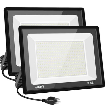400W LED Stadium Flood Lights Outdoor,Super Bright LED Arena Lights 85-265V IP66 Waterproof 5000K Daylight White Commercial Lighting for Sports Fields and Counts(2 Pack) - size: 400w-2pack