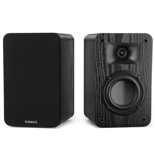 RIOWOIS Passive Bookshelf Speakers for Record Player, Stereo Speakers with 4 Inch Woofer and Silk Dome Horn Tweeter for Turntable, Surround Sound System,PC and TV, Wall Mountable. - size: 4 inch Woofer with Silk Dome Horn Tweeter