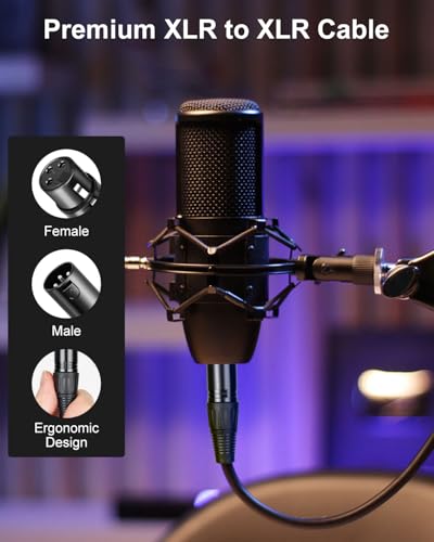 Aqdocvf 2-Pack Premium XLR Cable - 6ft, Male to Female Microphone Cable | Oxygen-Free Copper (OFC) Mic Cord for Speaker Podcast Audio Mixer DMX Effector Amplifier Sound Card, Black - size: 6 Feet