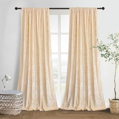 Champagne Crushed Velvet Curtains 96 inch Length- 2 Panels Velvet Living Room Neutural Window Drapes Thermal Insulated Room Darkening Drapery for Bedroom - color: Champagne, size: 52"W x 96"L (Pack of 2)