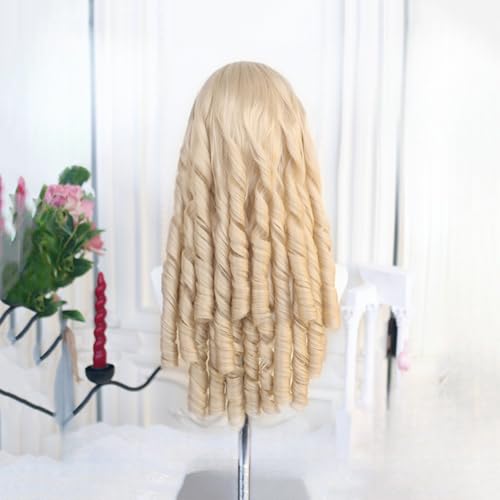 Blonde Roman Roll Lolita Wig Retro Victorian Long Curly Synthetic Hairpiece Costume Hair for Tea Party - color: Blonde