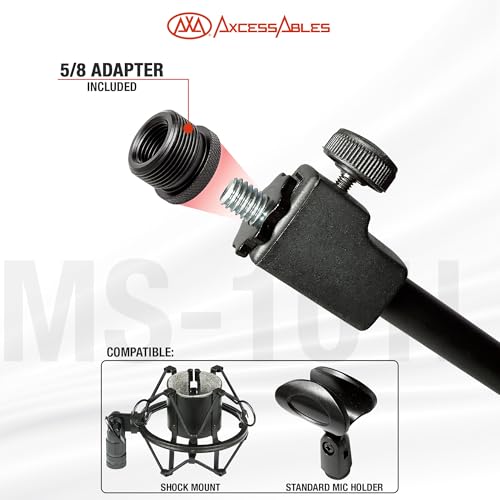 AxcessAbles Low-Profile Microphone Tripod Stand with Boom Arm | Adjustable Height Short Floor Mic Stand with Boom | Kick Drum Mike Stands | Guitar Amp Stands (2-Pack) - style: 2 Mic Stands