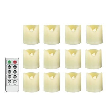 Battery Operated Flameless LED Votive Candles with Remote and Timer 12 PCS | CANDLE CHOICE Electric LED Votives Halloween Jack-O-Lantern Pumpkin Wedding Centerpieces Christmas Decoration Batteries Incl