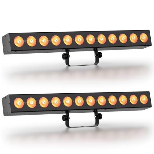 Battery Powered Stage Light Bar,120W 12 LED RGBWA+UV Rechargeable Wash Lights Bar with Remote DMX512 Control, Wireless Uplights for Party Events Wedding Church Disco, 4 Pack - color: 2 Pack