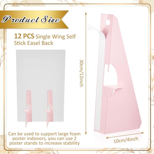 Marspark 12 Pack Self Stick Easel Back Poster Stand,12 Inch,Light Pink | Self Stick Easel Back Poster Board Stand, Convenient Peel and Stick Self Adhesive Easels Display Cardboard Sign - color: Light Pink, size: 12 Inch
