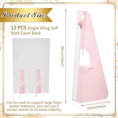 Marspark 12 Pack Self Stick Easel Back Poster Stand,12 Inch,Light Pink | Self Stick Easel Back Poster Board Stand, Convenient Peel and Stick Self Adhesive Easels Display Cardboard Sign - color: Light Pink, size: 12 Inch