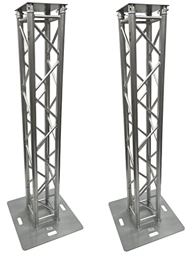 (2) Two 2 Meter 6.56 ft DJ Lighting Aluminum Truss Totem System With Jumbo 26"x26" Bases Light Weight Dual Totem System Moving Head