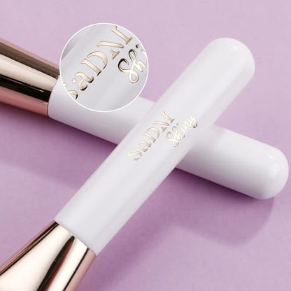 Makeup Brush Set (24 Pieces) - Includes Foundation, Powder, Concealers, Highlighter, Contour, Eye Shadows & Blush Brushes - Face & Eye Make Up Brushes with Soft Bristles - Leather Case Included - color: White, size: 24 Pieces