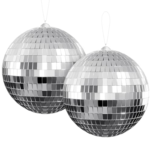 Youdepot 6-Inch Disco Ball, Silver Hanging Mirror Balls, 2-Pack - size: 6 in