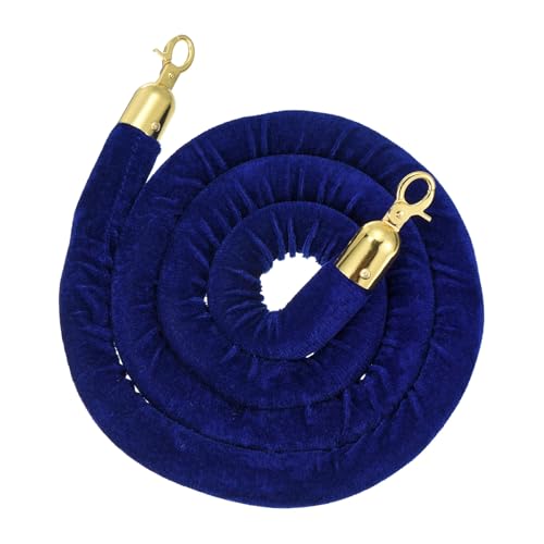 PATIKIL Velvet Stanchion Ropes, (6.6Ft x1.26 Inch, Blue) (1Pcs), Velvet Ropes Crowd Control Queue Barrier with Gold Buckle, Suit for - Carpet Events/Hotels/Movie Theaters/Grand Openings - color: Blue Rope, Gold Buckle