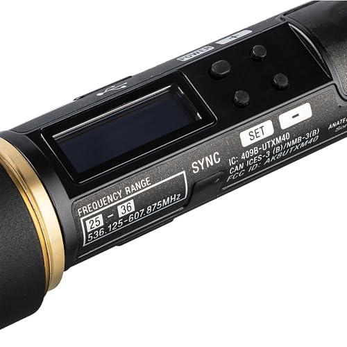 Sony 2X UTX-M40 Wireless Handheld Microphone Transmitter – Cardioid Mic for Live Performance, Interviews & Broadcasting – UC25 (536–608 MHz) | Cleaning Cloth | 2X Mic Stand | Bag | More (Renewed)