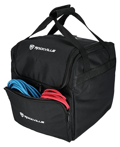 Rockville RLB40 Padded Travel Bag for (2) Chauvet or American DJ Effect Lights | 10mm Padding, 13" x 13" x 6.8" Per Compartment, Removable Divider, Accessory Pocket, Shoulder Strap, Fits 1 or 2 Fixtures