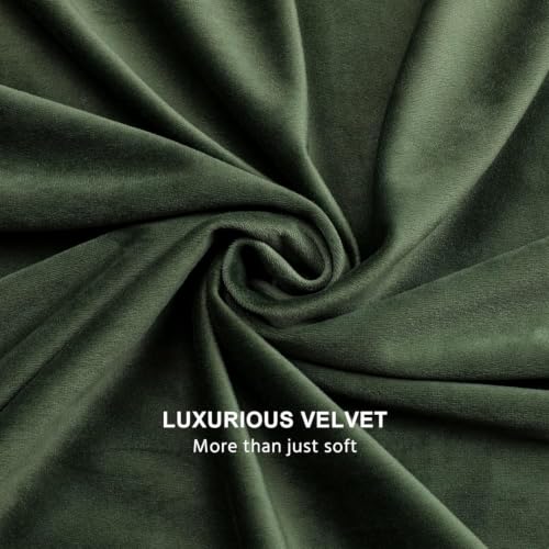 Benedeco Moss Green Velvet Blackout Curtains 52x84 Inch | Elegant Room Darkening Thermal Insulated Energy Saving Noise Reducing Velvet Window Drapes for Living Room, Bedroom - color: Moss Green, size: 52"W x 84"L (Pack of 2)
