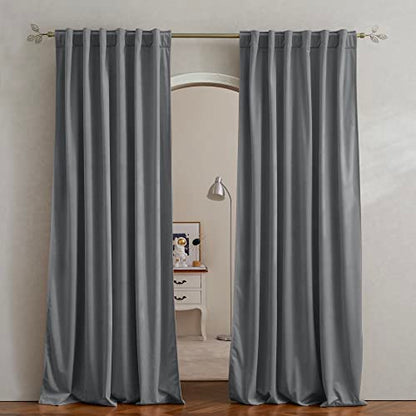 Pony Dance Dim Gray Velvet Blackout Curtains - Rod Pocket Back Tab Thick Plush Heavy Thermal Insulated Drapes for Living Room/Bedroom, 52Wx 84L, 2 Panels - color: Dim Gray, size: 52"W x 84"L (Pack of 2)