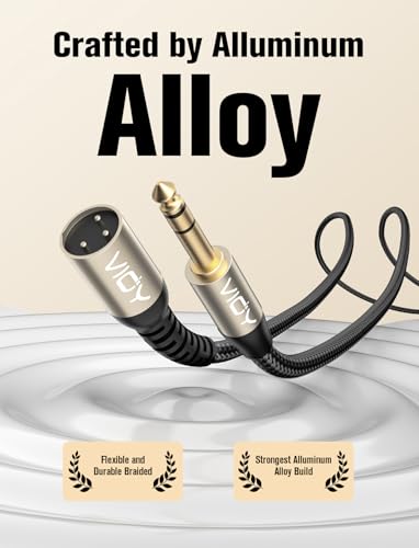 VIOY XLR to 1/4 Cable 10FT, 6.35mm TRS Male to XLR Male Balanced Mic Cord - size: 10FT