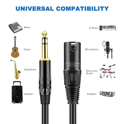 LanSenSu XLR to 1/4 TRS Stereo Adapter,XLR Male to 1/4 Inch (6.35mm) Stereo Balanced Microphone Stereo Audio Converter AdapterCable 2Pack -100ft - size: 6.35mm to XLR Male-100ft