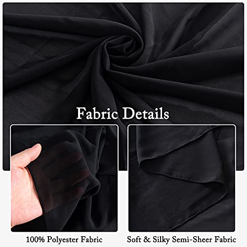 ShinyBeauty Black Chiffon Curtain 2 Panels 2.4ft x 7ft Tulle Backdrop Curtains Window Voile Curtain 84 inch Blackout Curtains Sheer Backdrop Curtains Rod Pocket Elegant Curtains - color: Black, size: 29"W x 84"L (Pack of 2)