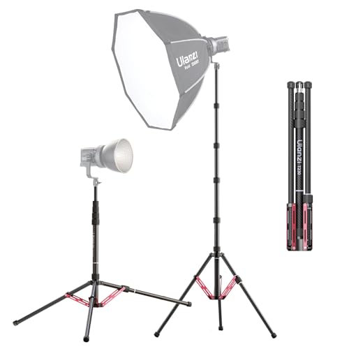 ULANZI Light Stand Carbon Fiber T230, Adjustable Tripod Stand for Photography, 230cm/99.55inch Studio Sturdy Tripod for Speedlight Flash Softbox Strobe Light Camera with Carrying Bag