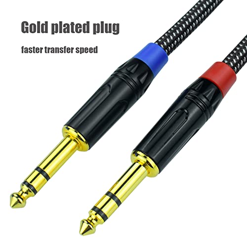 Balanced 1/4" TRS to XLR Male Patch Cable, 6.6Feet Quarter Inch 6.35mm to 3pin XLR Male Microphone Cable, Heavy Duty Nylon Braided, Gold Plated Plug, for Mixer, Speaker, Studio Monitor -2Pack - size: 6.6Feet, 2Pack
