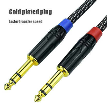 Balanced 1/4" TRS to XLR Male Patch Cable, 6.6Feet Quarter Inch 6.35mm to 3pin XLR Male Microphone Cable, Heavy Duty Nylon Braided, Gold Plated Plug, for Mixer, Speaker, Studio Monitor -2Pack - size: 6.6Feet, 2Pack