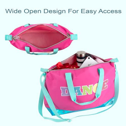 Garment Dance Shoulder Bags for Girls, Teen Dancers, Costumes, Boys | Holographic Glitter Dance Bag for Kids - color: Dance Pink & Blue