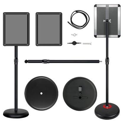 6 Pack Pedestal Sign Holder, 11 x 17" Floor Standing Display Stand - color: Black, size: 11x17in-6p