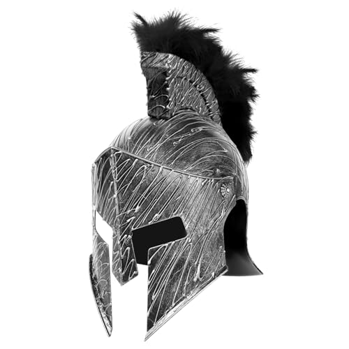 Servllcell Medieval Roman Knight Helmet,Plastic Greek Spartan Gladiator Helmet Medieval Costume Accessories,Halloween Hat - color: Gold Black-a1