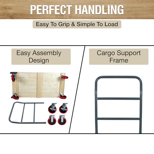 Heavy Duty 2000LB Hardwood Flatbed Platform Cart – 60” x 30” Industrial Dolly Hand Push Truck, 8'' Swivel Locking Wheels – Super Heavy Duty Commercial Moving - color: Plain Cart-wood, size: 60 x 30 Inch
