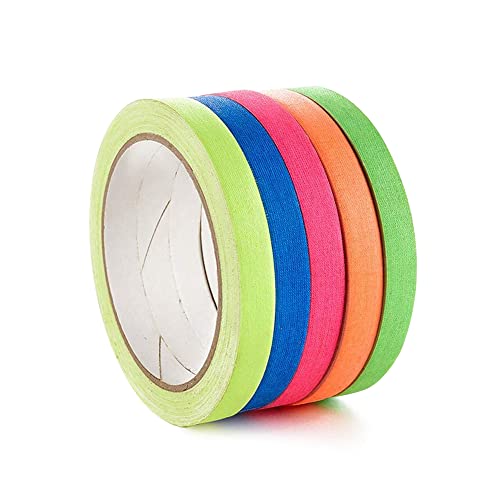 Spike Tape Set - 1/2 in x 36 ft Neon Gaffer Tape, 5 Bright Colors | Dry Erase & Stage Floor Marking | Non-Reflective Pinstripe Tape for Hula Hoops, Theater Stage, Crafts & Events - color: 5 colors