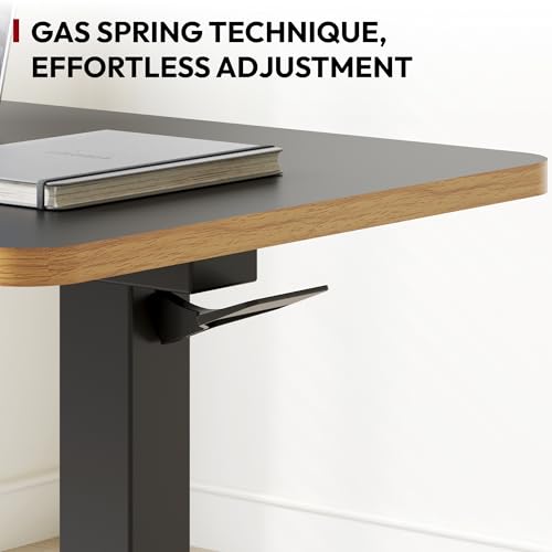 SANODESK 28''Mobile Standing Desk with Hidden Wheels,Pneumatic Laptop Desk | Computer Cart Movable Height Adjustable Table Small Sit Stand Desk for Home Office Hospital Use,27.6" W x 15.7" D,Black Maple - color: Black Maple, size: 28x16