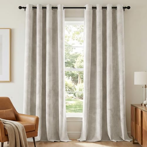H.VERSAILTEX Velvet 100% Blackout Curtains for Living Room Full Light Blocking Curtains Thermal Insulated Room Window Drapes Soft Luxury Curtains Grommet Top 2 Panels (55" W x 84" L, Natural) - color: Natural, size: 55"W x 84"L (Pack of 2)