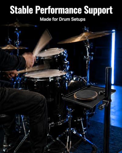 Drum Accessory Tray with Clamp, Percussion Table for Drum Set, Microphone Stand Tray, Clamp-On Drum Shelf, Adjustable Holder for Drumsticks, Headphones, Phones & Accessories, 5.5 x 8 inch - size: 5.5x8in